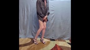 busy bottom in crotchless panties and then naked and real close uo with lots of cock and little pink asshole