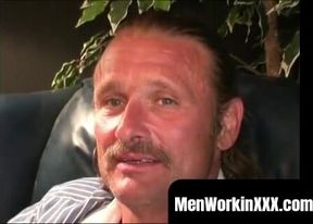 MenWorkinXXX.com - Deviant mature gay dude spanks his hard dick until he cums