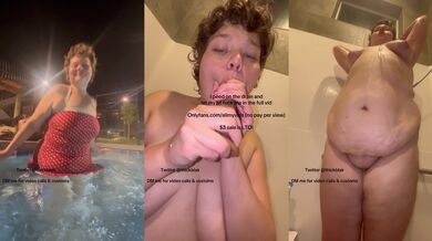 Blair Chubby Dildo Destroyed Public Pool Shower Gush