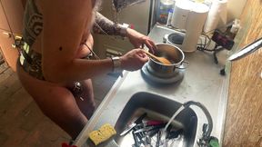 Predicament - Endurance - Chastity Slave Punished with Nipple Torment While Washing Dishes - Extreme Femdom Session (236)