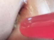 Treating my asshole to a large pink buttplug at lunch