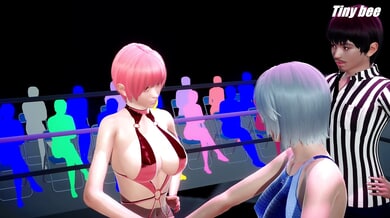 Lesbian Hentai Wrestlers Spar with Toys in a 3D Ring