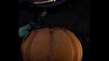 Hyper Futa Midna Fuck Slamming Pumpkin (Side view)