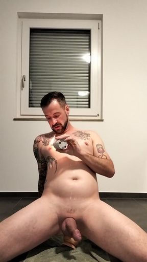 Fuck mare rides dildo and plays with candle wax