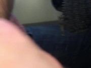 Trying new cock ring on public train cum