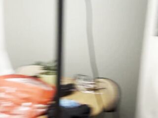 Hawt redhead constricted twat Youtuber doxy finds a large knob in her closet when making live unboxing