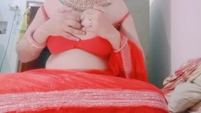 Indian Gay Crossdresser Real XXX Sex in Red Saree Hard Fuck