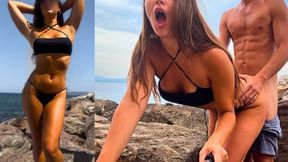 Famous Influencer (shes Engaged) Gets Fucked In The Ass Behind A Rock In Sardinia