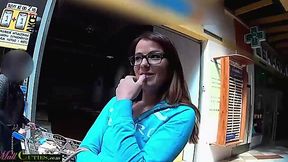 Czech cutie gets naughty in public with shy demeanor