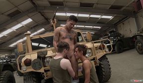 Army recruits Mickey Taylor and Leo Rain fuck Colby Parker