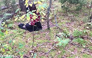 Femfoxfury, sweet babe deepthroat big cock boyfriend in the wood, cum in mouth
