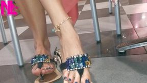 Dangling and Shoeplaying in a Bar with My Blue Estrada' Flip Flops