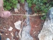 slow motion outdoor pee