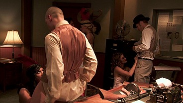Andy San Dimas, Madelyn Marie And Riley Evans In A Hardcore Group Sex Scene