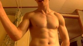 Muscle College Guy Cum Show and Shower