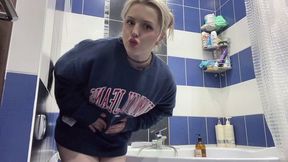 Slavic Pretty Blonde Got So Hungry And Stuffing Herself With Huge Shawerma Till Her Belly Is Bursting