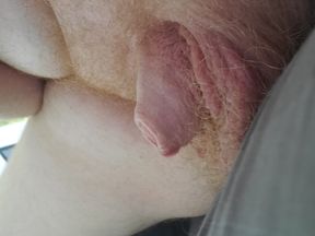 Chubby guy's little cock going from hard to soft