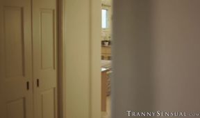 Aiden Ashley savors creampie after rough sex with trans stepmom Foxxy