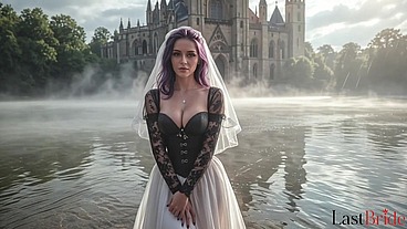 I snatched this goth bride away from her wedding so I could pound her tight pussy without a condom while watching her obediently suck my dick [AI]
