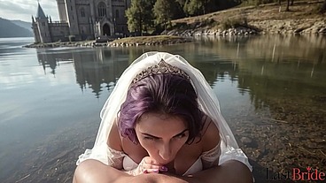 I snatched this goth bride away from her wedding so I could pound her tight pussy without a condom while watching her obediently suck my dick [AI]
