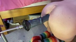 Sissy femboy Raine using good-sized toys on a screw machine