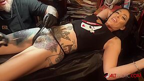 Touches Herself While Being Tattooed - Marie Bossette