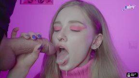 Close Up Blowjob. Gentle and sensual blowjob with cum in mouth / Dolly Rud