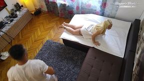 behind the scenes of busty blonde kyra hot massage & fuck