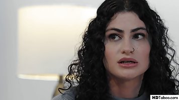 Seductive brunette with long, curly hair likes to suck dick before getting it inside her pussy