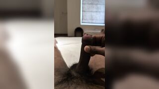 Torrid boy jerks with his own precum until large cum shot