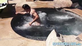 Attractive  gay plays his huge cock passionately solo