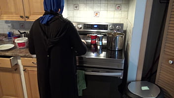 arab wife in hijab fucked in her kitchen