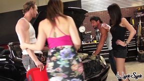 well-built mechanics tommy gunn & ryan mclane fuck sara & dava foxx!