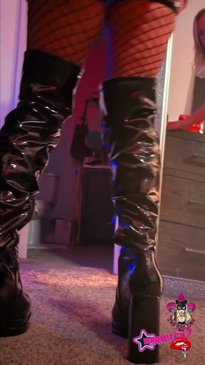 Kat-licious Private Dance Black Latex Dress & Boots