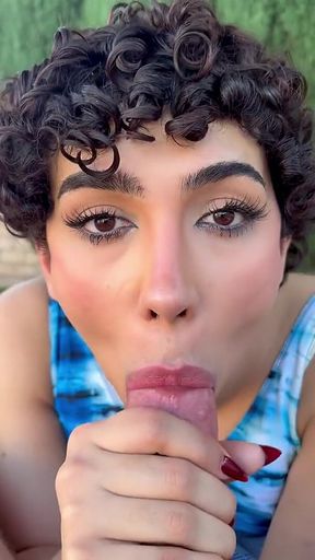 Trans Babe Foxy Alex Gives Me Outdoor Blowjob POV - Steve Rickz