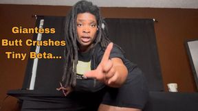 Unaware Ebony Giantess Butt Crushes & Teases Tiny Beta Loser
