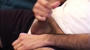 Amateur man pleasing himself with his big rough hands