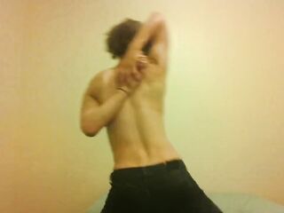Topless Transgirl Showing Off Her Flexibility