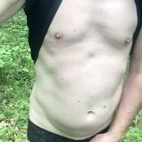 Sissy bitch in panties in the woods