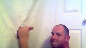 Glory hole blow job and jerk off