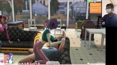 Squeezed on the couch a plump brute with those tight jeans broiling behind them