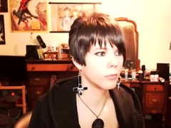 Short-Haired Crossdresser Cutie on Webcam