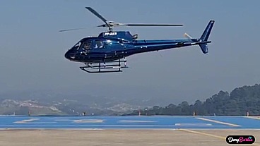 Hot blonde having sex with a helicopter pilot who has a big black dick