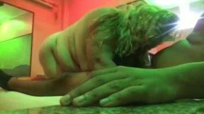 Amateur fat granny with enormous saggers rides dick on top