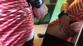 Sissy cumshots onto the mirror