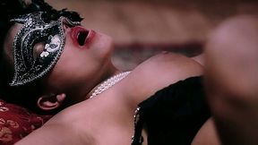 Two aphrodisiac girls have a passionate sex using a huge black dildo