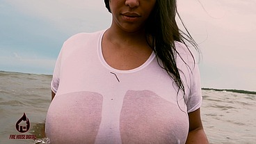 Brija Monet wet t-shirt play