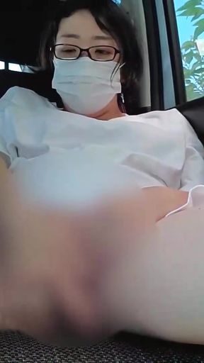 A married woman masturbates in the car and plays with her pussy in a nasty way using a dildo   Clip 2
