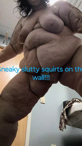 Nasty Trashy Whore Squirting on the Wall Instead of the Floor