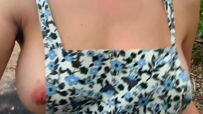 Wife runs in public outdoor sideboob big tits dare